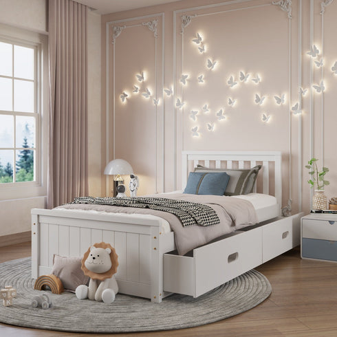 Timeless White Kids Storage 4 Drawer Bed